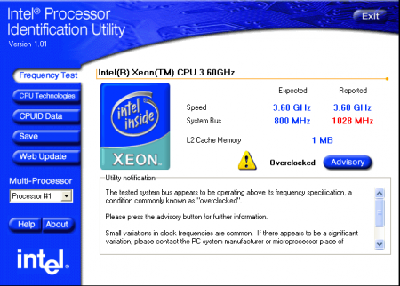 Intel Processor Identification Utility v5.50
